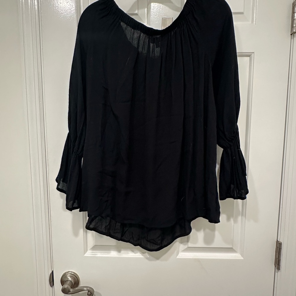 Sanctuary Black Blouse with Flared Sleeves